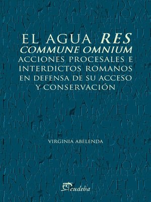 cover image of El agua res commune omnium
